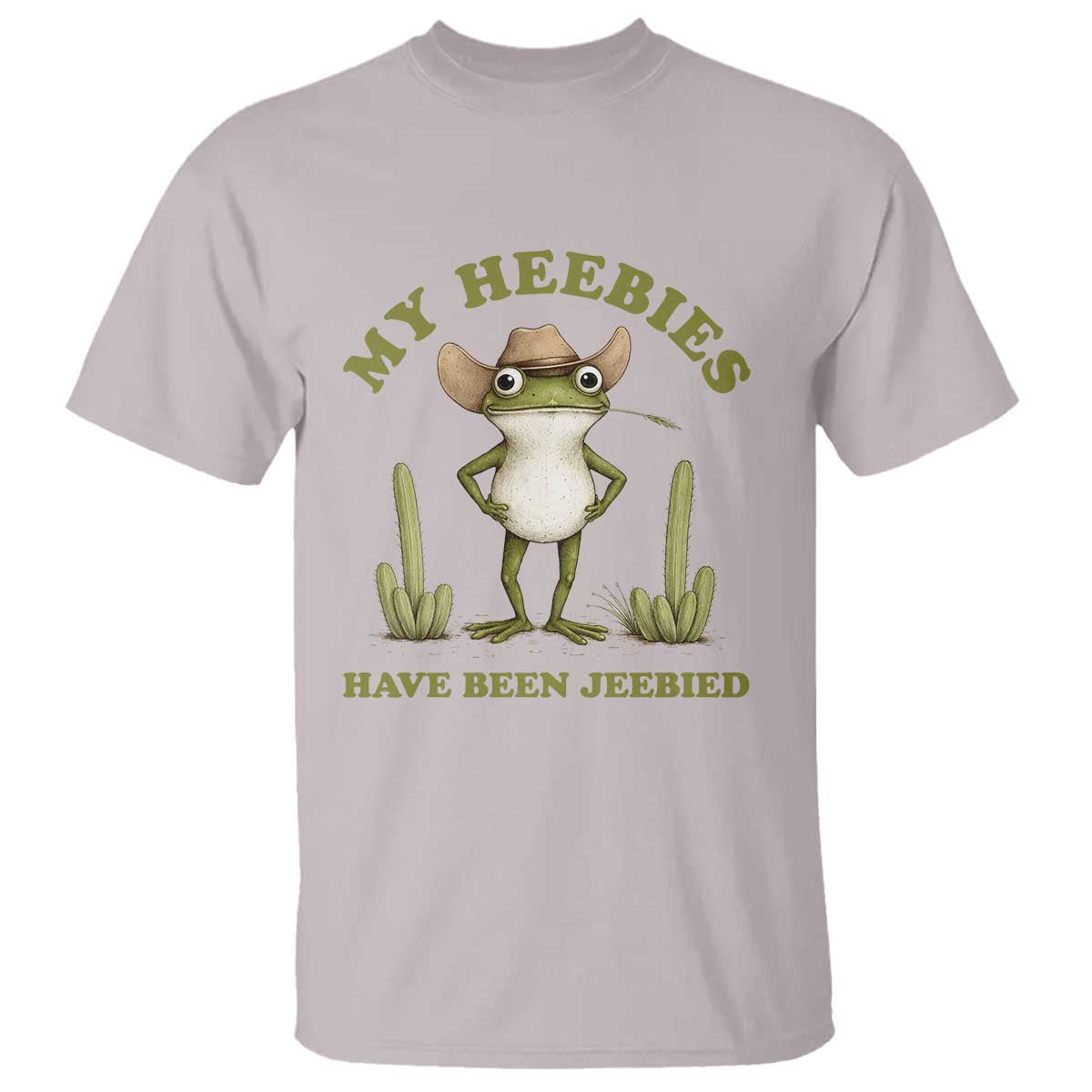 Funny Cowboy Frog Meme T Shirt My Heebies Have Been Jeebied TS14 Ice Gray Print Your Wear