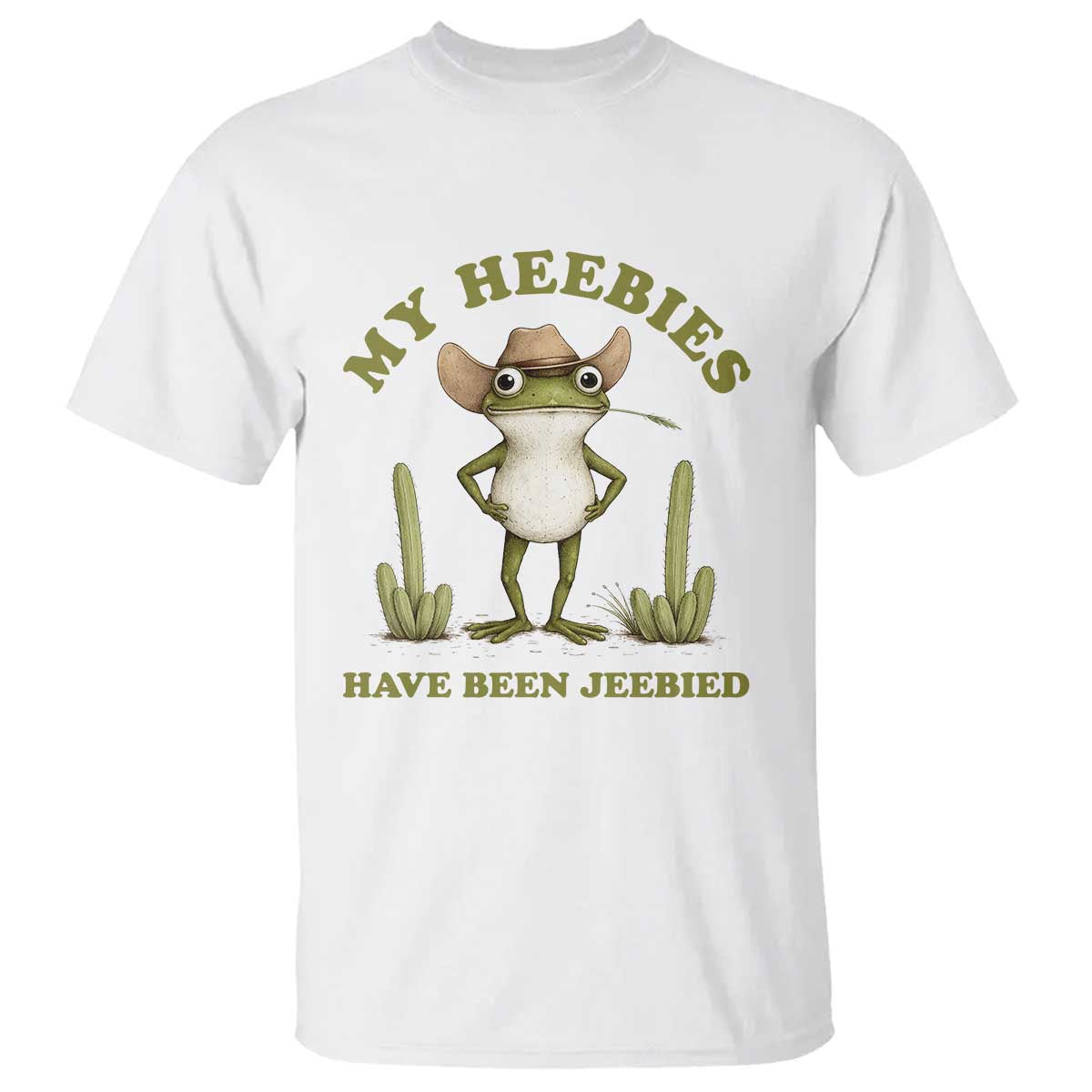 Funny Cowboy Frog Meme T Shirt My Heebies Have Been Jeebied TS14 White Print Your Wear