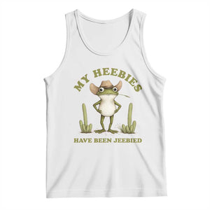 Funny Cowboy Frog Meme Tank Top My Heebies Have Been Jeebied TS14 White Print Your Wear