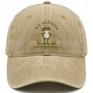 Funny Cowboy Frog Meme Washed Cotton Baseball Cap My Heebies Have Been Jeebied TS14 Washed Cap Universal Fit Khaki Print Your Wear