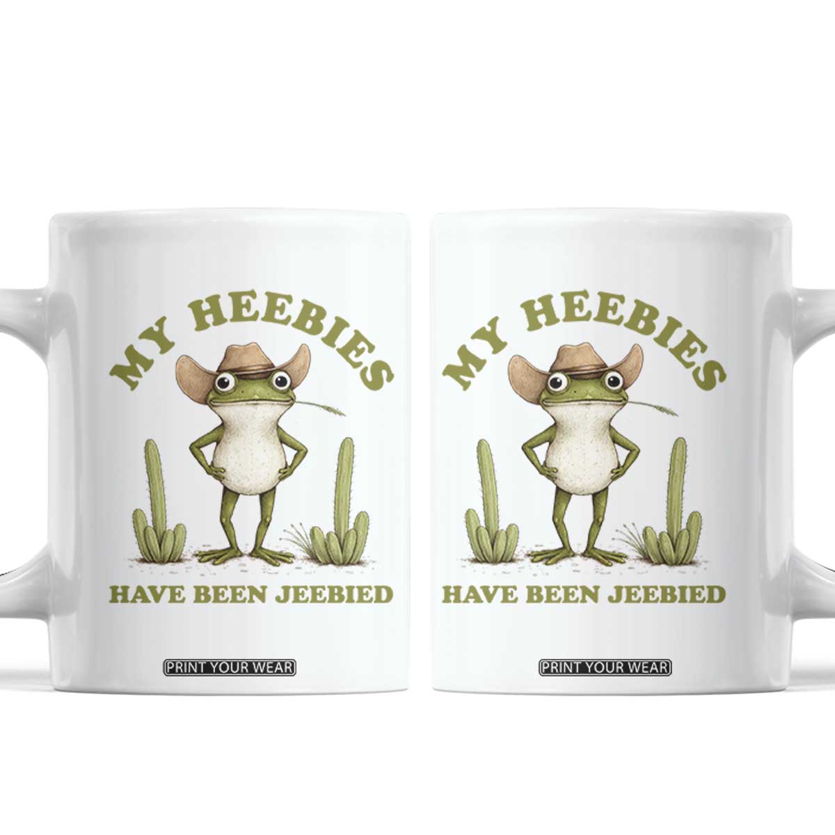 Funny Cowboy Frog Meme Coffee Mug My Heebies Have Been Jeebied TS14 White Print Your Wear