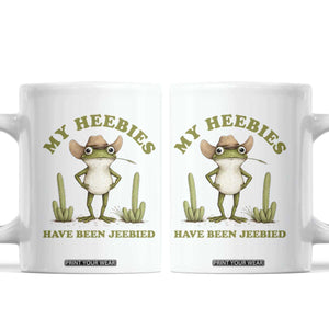 Funny Cowboy Frog Meme Coffee Mug My Heebies Have Been Jeebied TS14 White Print Your Wear