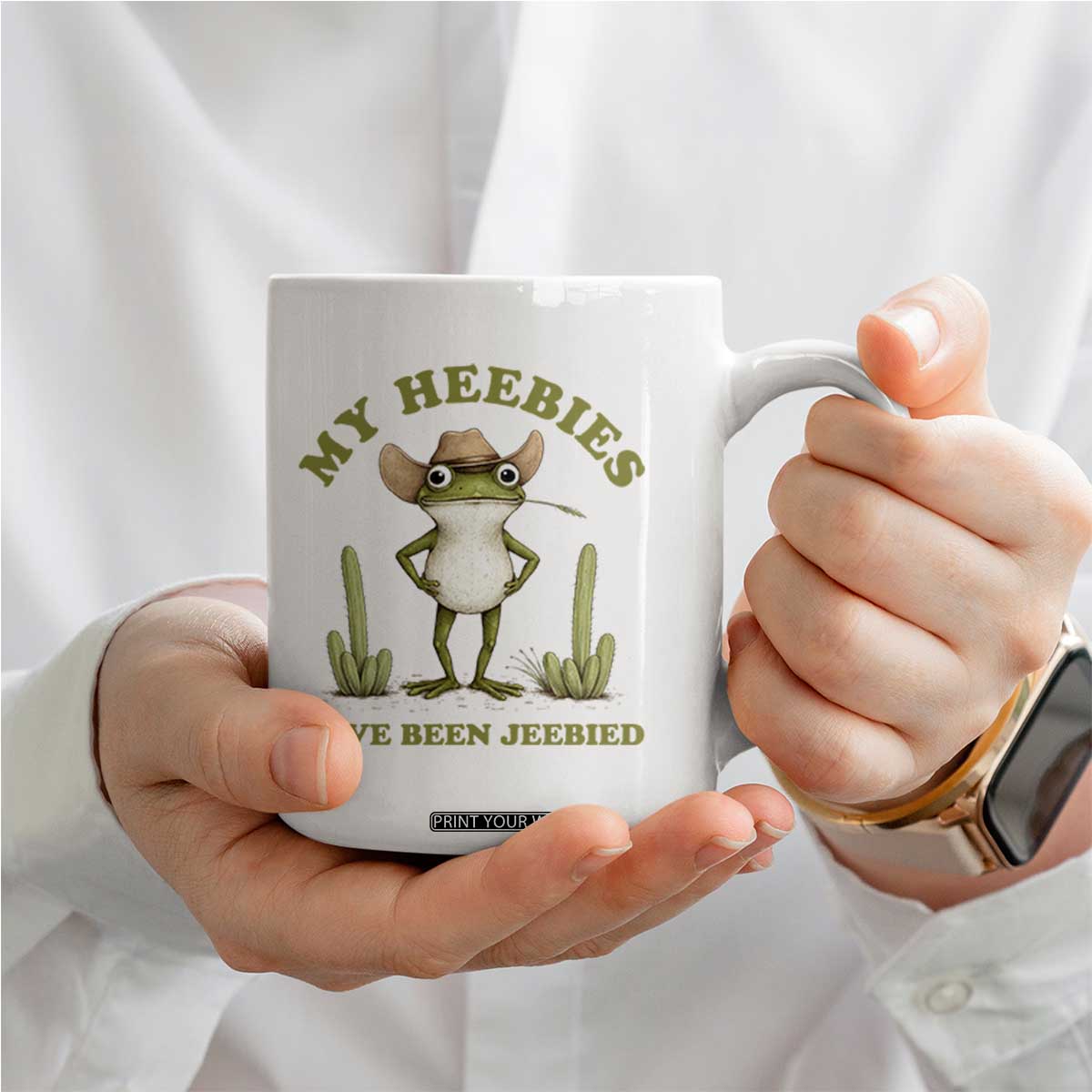 Funny Cowboy Frog Meme Coffee Mug My Heebies Have Been Jeebied TS14 Print Your Wear