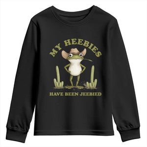 Funny Cowboy Frog Meme Youth Sweatshirt My Heebies Have Been Jeebied TS14 Black Print Your Wear