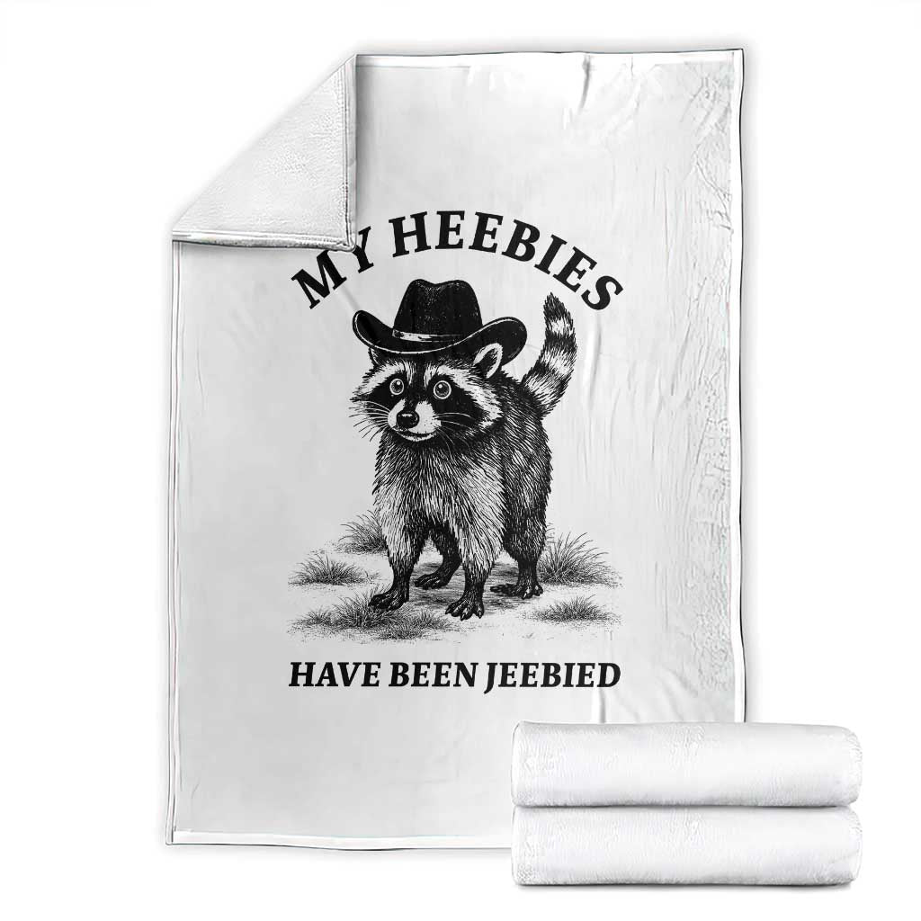 Funny Cowboy Raccoon Meme Throw Blanket My Heebies Have Been Jeebied TS14 White Print Your Wear