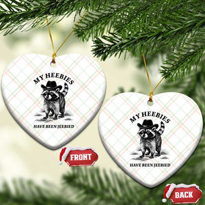 Funny Cowboy Raccoon Meme Ceramic Ornament My Heebies Have Been Jeebied TS14 Print Your Wear