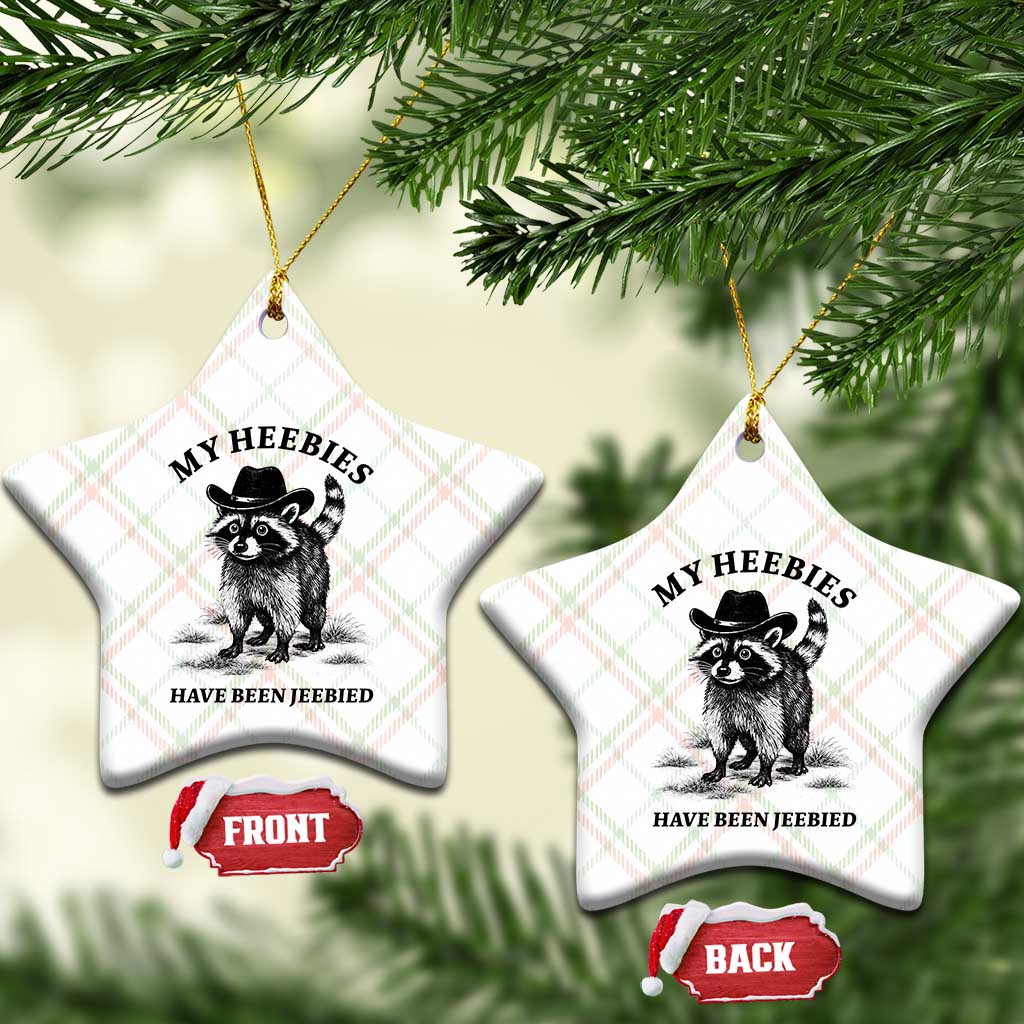 Funny Cowboy Raccoon Meme Ceramic Ornament My Heebies Have Been Jeebied TS14 Print Your Wear