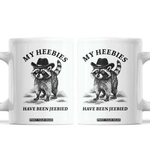 Funny Cowboy Raccoon Meme Coffee Mug My Heebies Have Been Jeebied TS14 White Print Your Wear