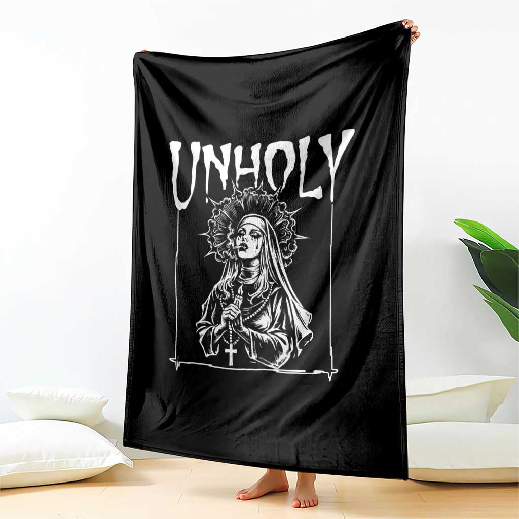 Unholy Nun Throw Blanket Funny Horror Unholy Nun Satan Baphomet Gothic TS14 Print Your Wear