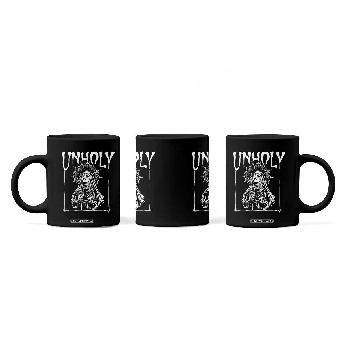 Unholy Nun Coffee Mug Funny Horror Unholy Nun Satan Baphomet Gothic TS14 Print Your Wear