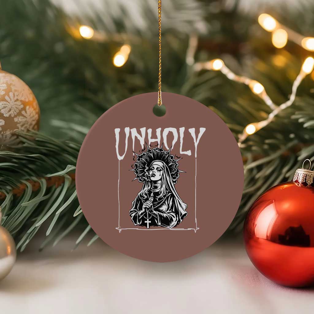 Unholy Nun Ceramic Ornament Funny Horror Unholy Nun Satan Baphomet Gothic TS14 1pc Mocha Print Your Wear