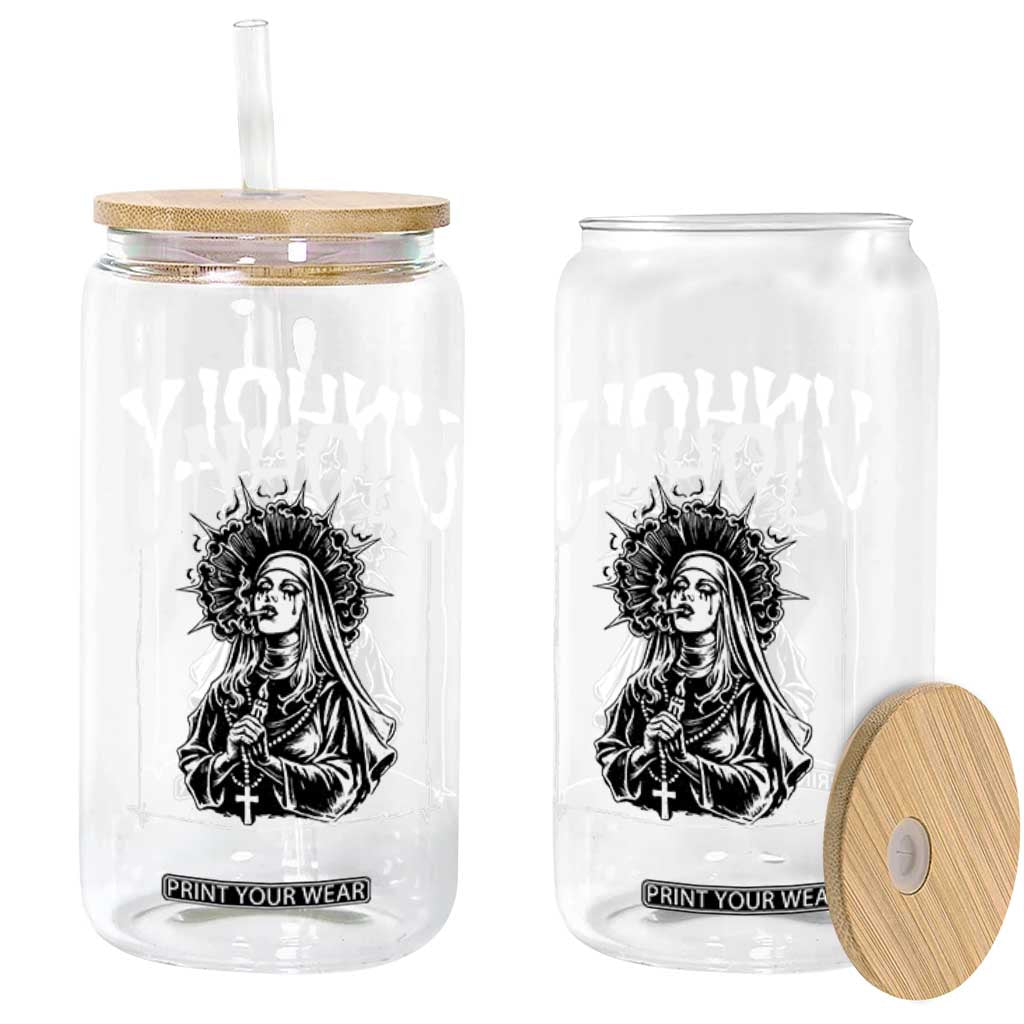 Unholy Nun Glass Can Funny Horror Unholy Nun Satan Baphomet Gothic TS14 Print Your Wear