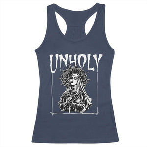 Unholy Nun Racerback Tank Top Funny Horror Unholy Nun Satan Baphomet Gothic TS14 Navy Print Your Wear