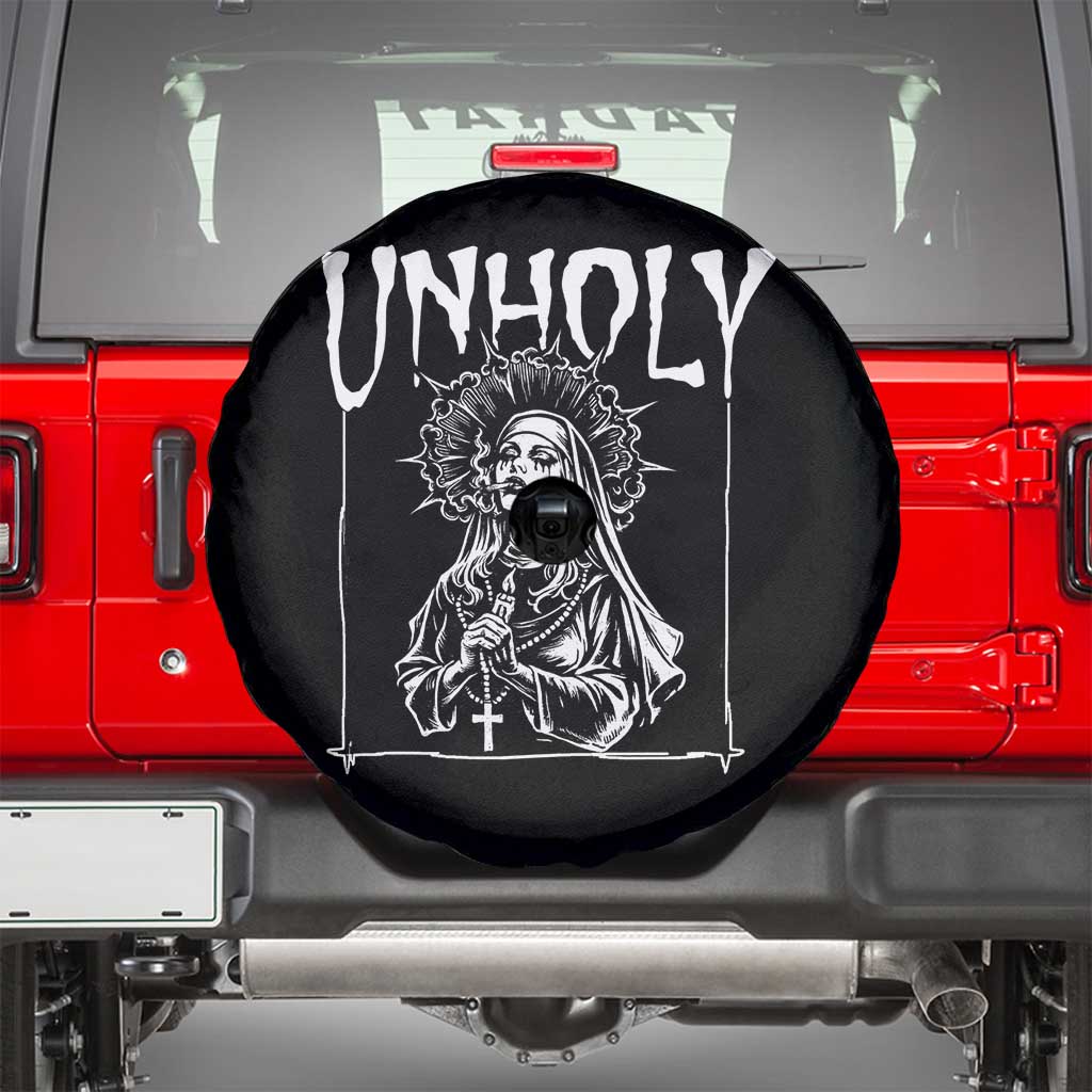 Unholy Nun Spare Tire Cover Funny Horror Unholy Nun Satan Baphomet Gothic TS14 Black Print Your Wear