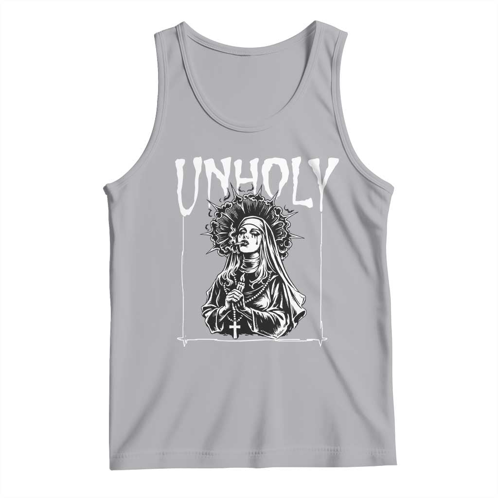 Unholy Nun Tank Top Funny Horror Unholy Nun Satan Baphomet Gothic TS14 Athletic Heather Print Your Wear
