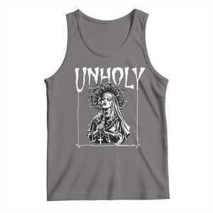 Unholy Nun Tank Top Funny Horror Unholy Nun Satan Baphomet Gothic TS14 Deep Heather Print Your Wear