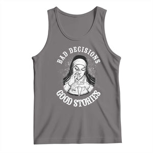 Funny Unholy Nun Tank Top Bad Decisions Good Stories TS14 Deep Heather Print Your Wear