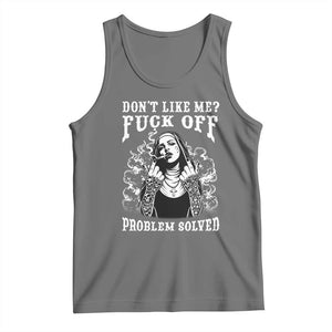 Funny Unholy Nun Tank Top Don't Like Me Fuck Off Problem Solved TS14 Black Heather Print Your Wear
