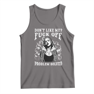 Funny Unholy Nun Tank Top Don't Like Me Fuck Off Problem Solved TS14 Deep Heather Print Your Wear