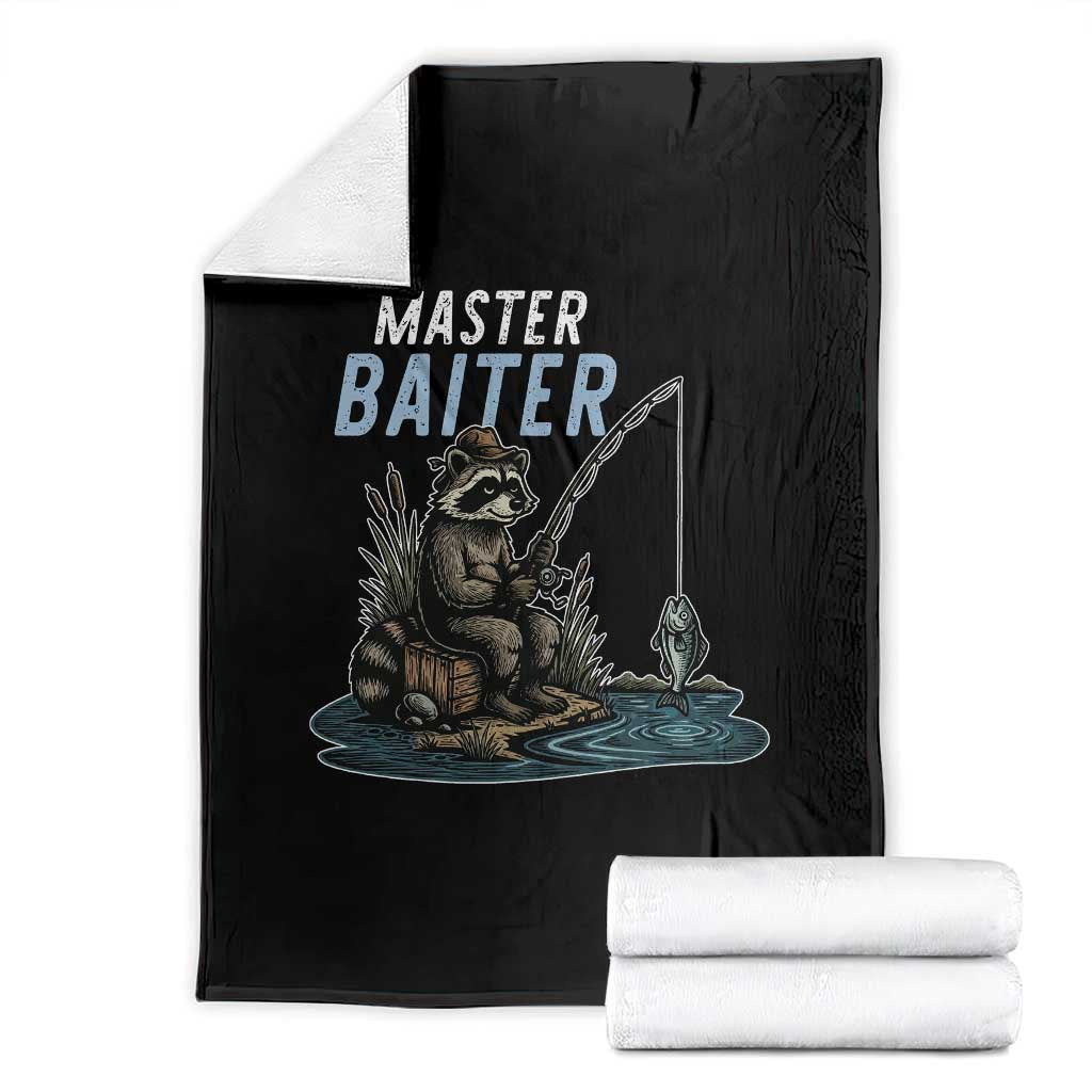 Funny Raccoon Fishing Throw Blanket Master Baiter Fisherman TS14 Black Print Your Wear