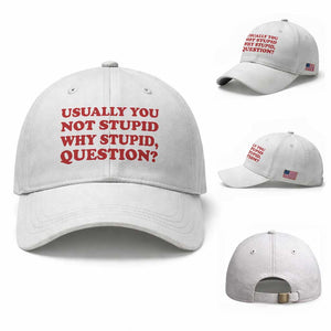 Usually You Not Stupid Why Stupid Question Baseball Cap Funny Space Quote Sci Fi Book TS14 Baseball Cap Universal Fit White Print Your Wear