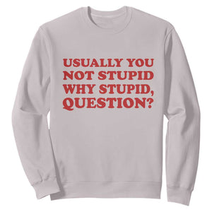 Usually You Not Stupid Why Stupid Question Sweatshirt Funny Space Quote Sci Fi Book TS14 Ice Gray Print Your Wear