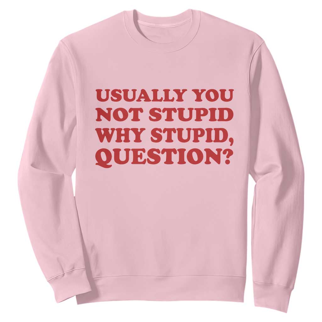 Usually You Not Stupid Why Stupid Question Sweatshirt Funny Space Quote Sci Fi Book TS14 Light Pink Print Your Wear