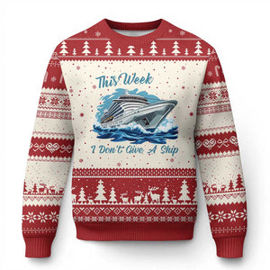 Funny Cruise Vacation Ugly Christmas Sweater This Week I Do Not Give A Ship TS14 Beige Red Print Your Wear