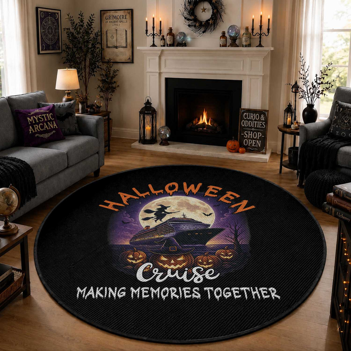 Funny Cruise Halloween Round Rug Making Memories Together