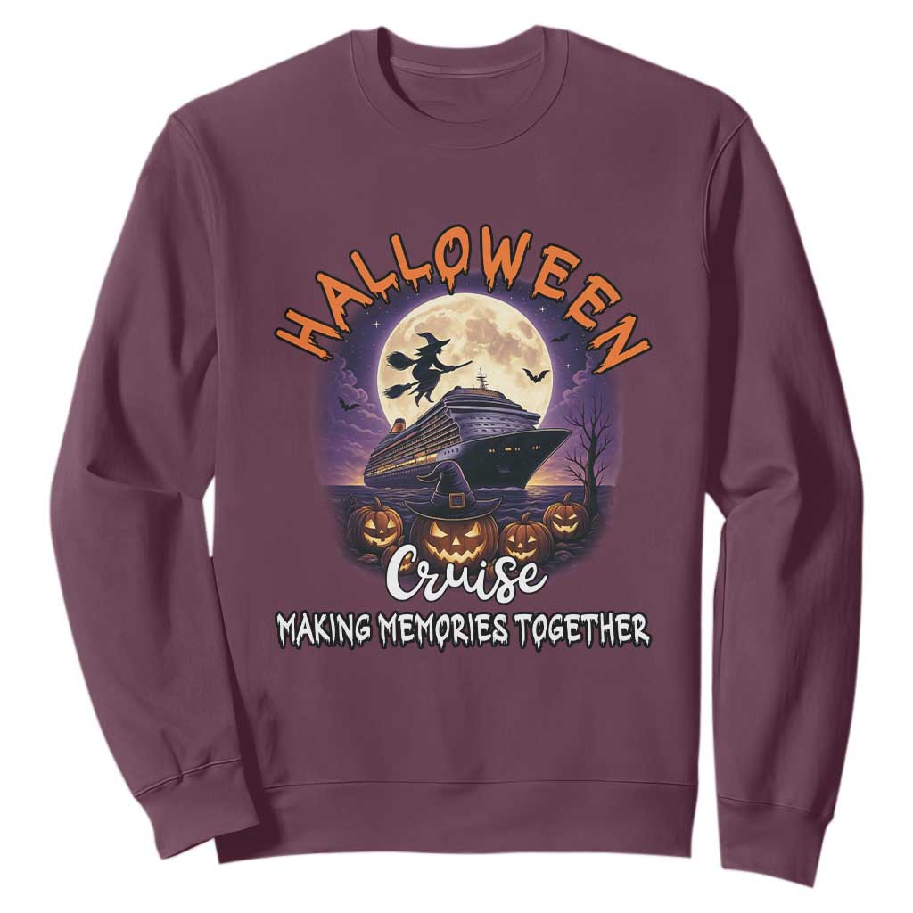 Funny Cruise Halloween Sweatshirt Making Memories Together TS14 Maroon Print Your Wear