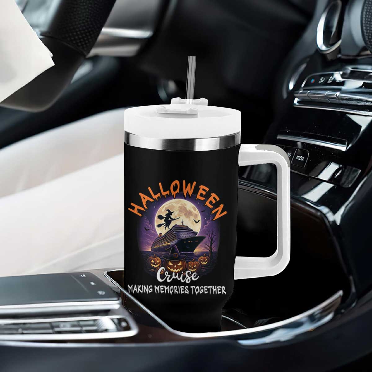 Funny Cruise Halloween Tumbler With Handle Making Memories Together TS14 Print Your Wear