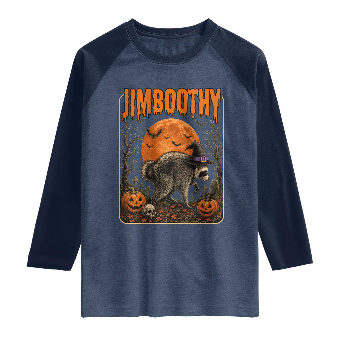 Jimothy Seattle Raccoon Halloween Raglan Shirt Funny Trash Panda Meme Gift TS14 Heather Denim Navy Print Your Wear