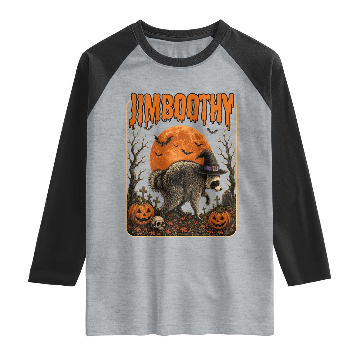 Jimothy Seattle Raccoon Halloween Raglan Shirt Funny Trash Panda Meme Gift TS14 Heather Gray Black Print Your Wear