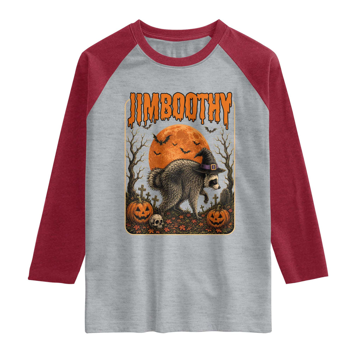 Jimothy Seattle Raccoon Halloween Raglan Shirt Funny Trash Panda Meme Gift TS14 Heather Gray Heather Red Print Your Wear