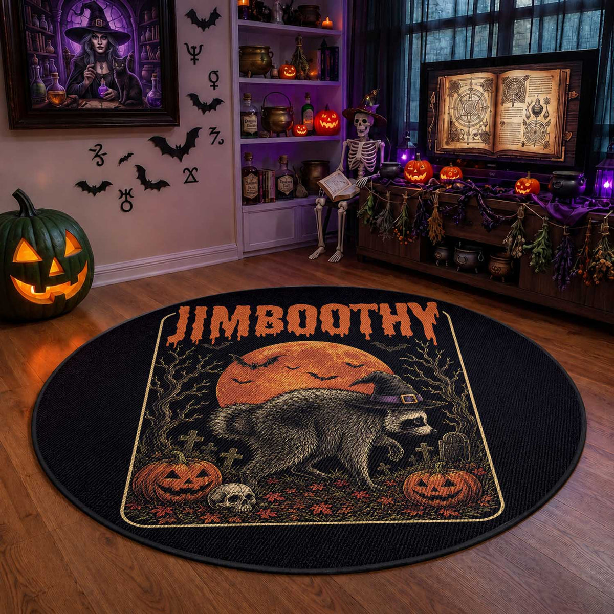 Jimothy Seattle Raccoon Halloween Round Rug Funny Trash Panda Meme Gift