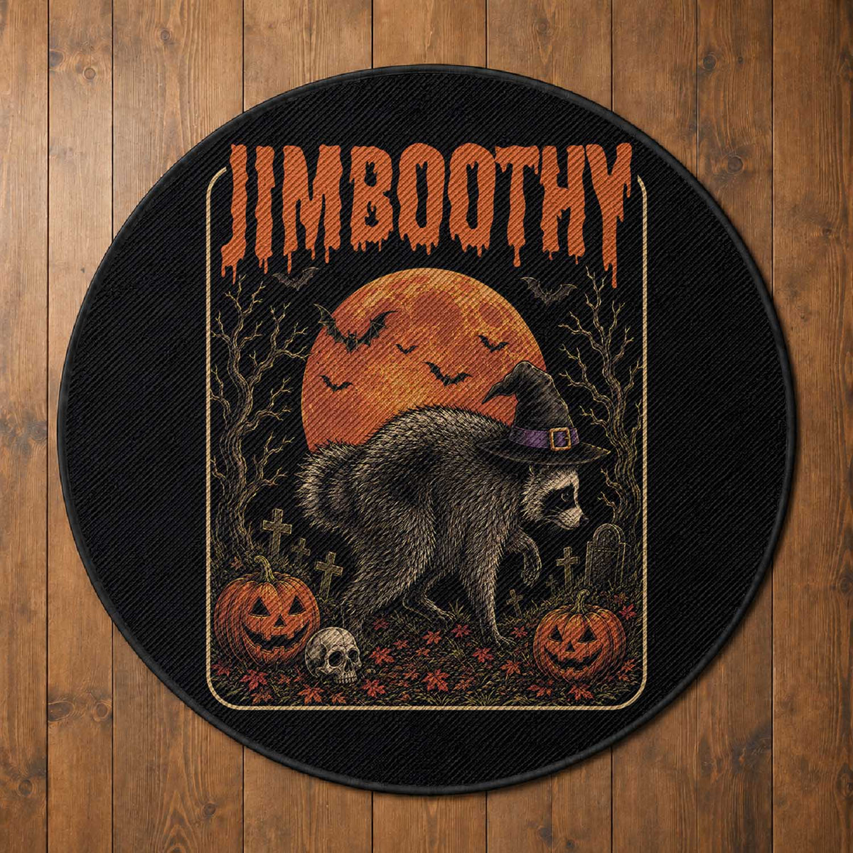 Jimothy Seattle Raccoon Halloween Round Rug Funny Trash Panda Meme Gift