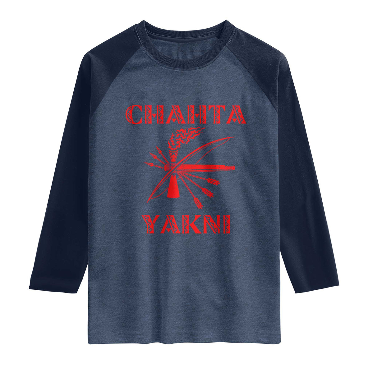 Choctaw Nation Chahta Yakni Native American Raglan Shirt TS14 Heather Denim Navy Print Your Wear
