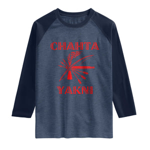 Choctaw Nation Chahta Yakni Native American Raglan Shirt TS14 Heather Denim Navy Print Your Wear
