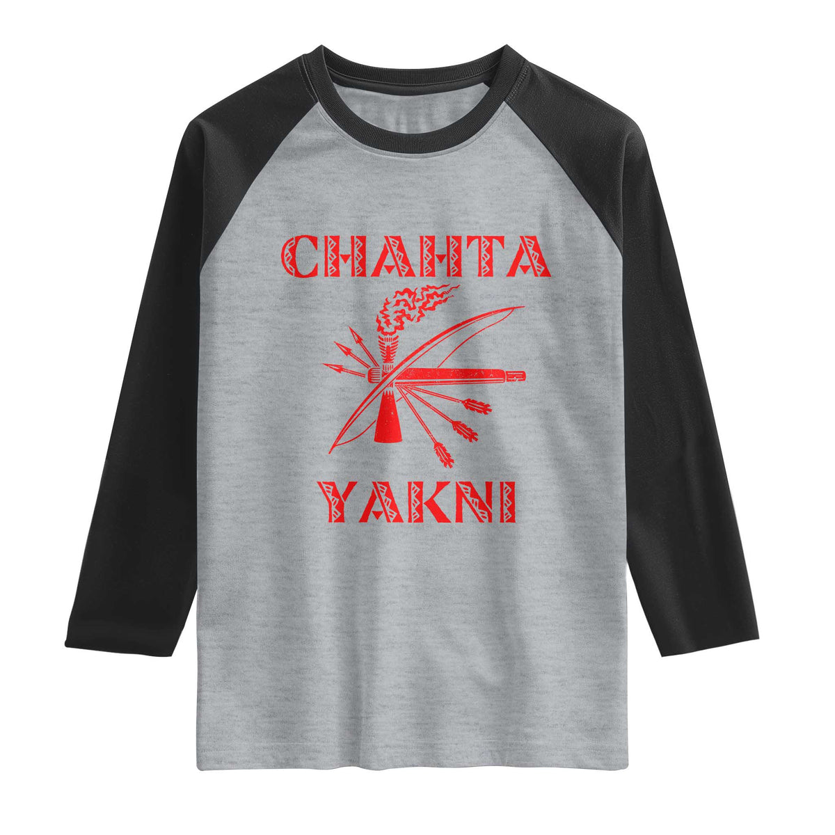 Choctaw Nation Chahta Yakni Native American Raglan Shirt TS14 Heather Gray Black Print Your Wear
