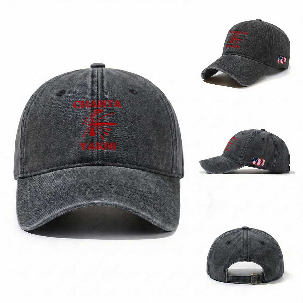 Choctaw Nation Chahta Yakni Native American Washed Cotton Baseball Cap TS14 Washed Cap Universal Fit Dark Gray Print Your Wear