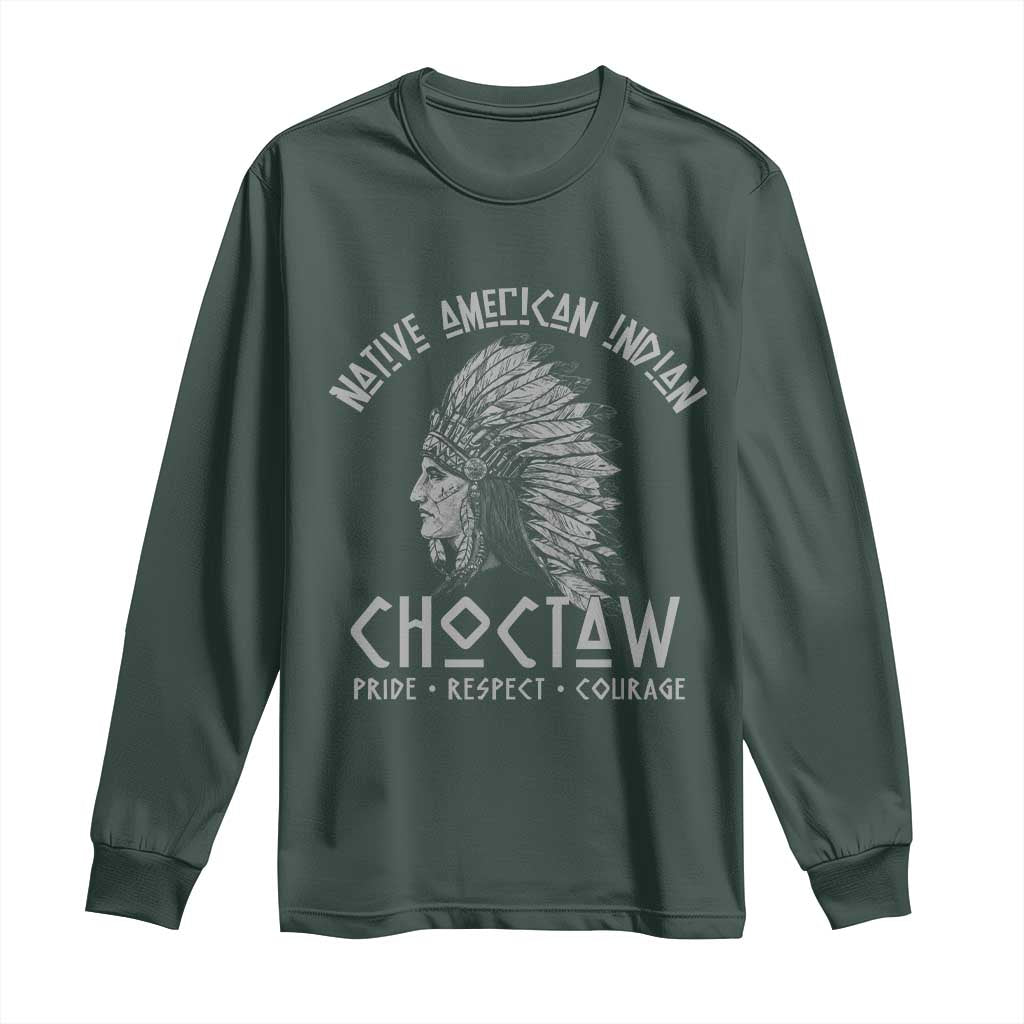 Choctaw Native American Indian Pride Indigenous Tribe Long Sleeve Shirt TS14 Dark Forest Green Print Your Wear