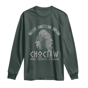 Choctaw Native American Indian Pride Indigenous Tribe Long Sleeve Shirt TS14 Dark Forest Green Print Your Wear