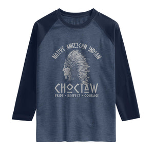 Choctaw Native American Indian Pride Indigenous Tribe Raglan Shirt TS14 Heather Denim Navy Print Your Wear
