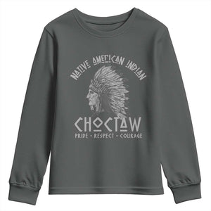 Choctaw Native American Indian Pride Indigenous Tribe Youth Sweatshirt TS14 Dark Heather Print Your Wear