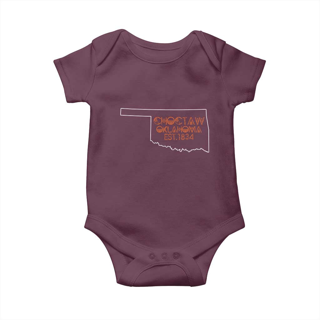 Choctaw Oklahoma OK Map Established 1834 Baby Onesie TS14 Maroon Print Your Wear