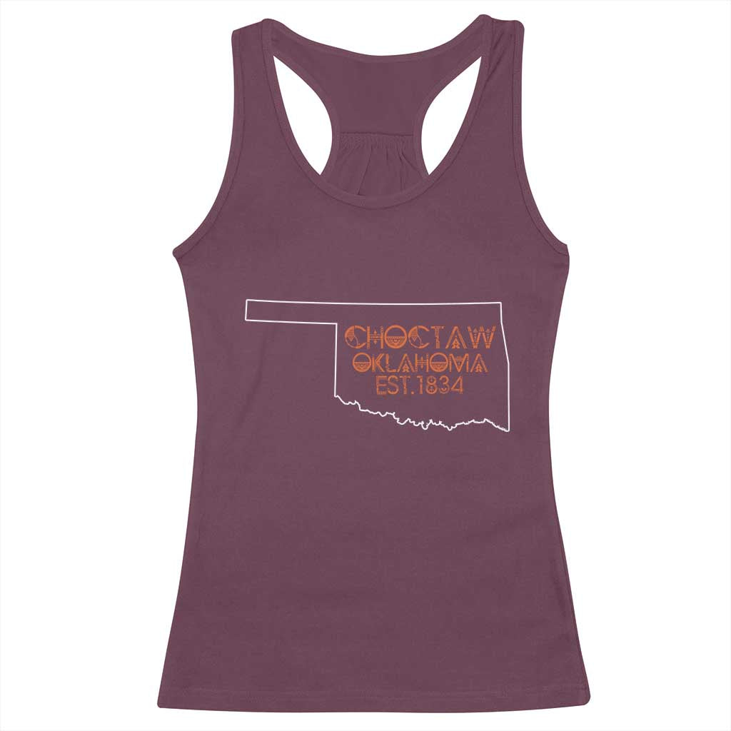 Choctaw Oklahoma OK Map Established 1834 Racerback Tank Top TS14 Maroon Print Your Wear