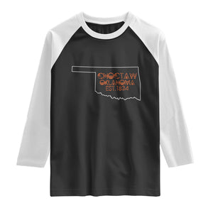 Choctaw Oklahoma OK Map Established 1834 Raglan Shirt TS14 Black White Print Your Wear