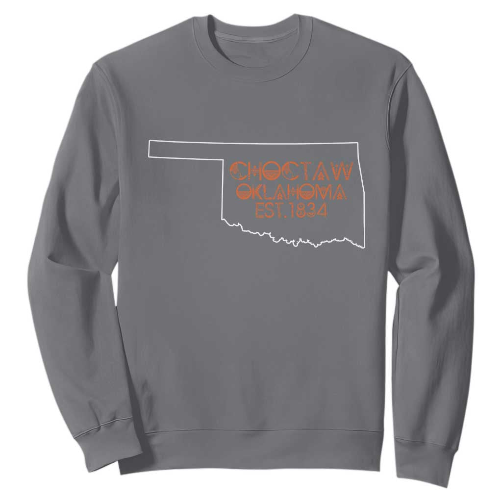 Choctaw Oklahoma OK Map Established 1834 Sweatshirt TS14 Charcoal Print Your Wear
