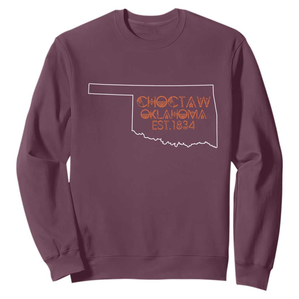Choctaw Oklahoma OK Map Established 1834 Sweatshirt TS14 Maroon Print Your Wear