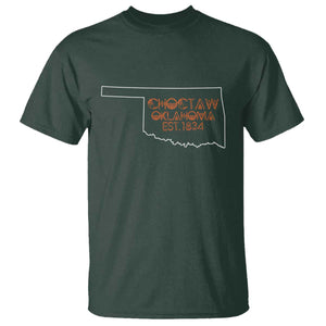 Choctaw Oklahoma OK Map Established 1834 T Shirt TS14 Dark Forest Green Print Your Wear